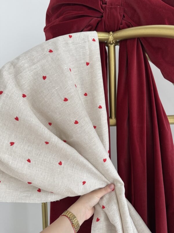 лен 100% с сердечками 11002 fabrics organic